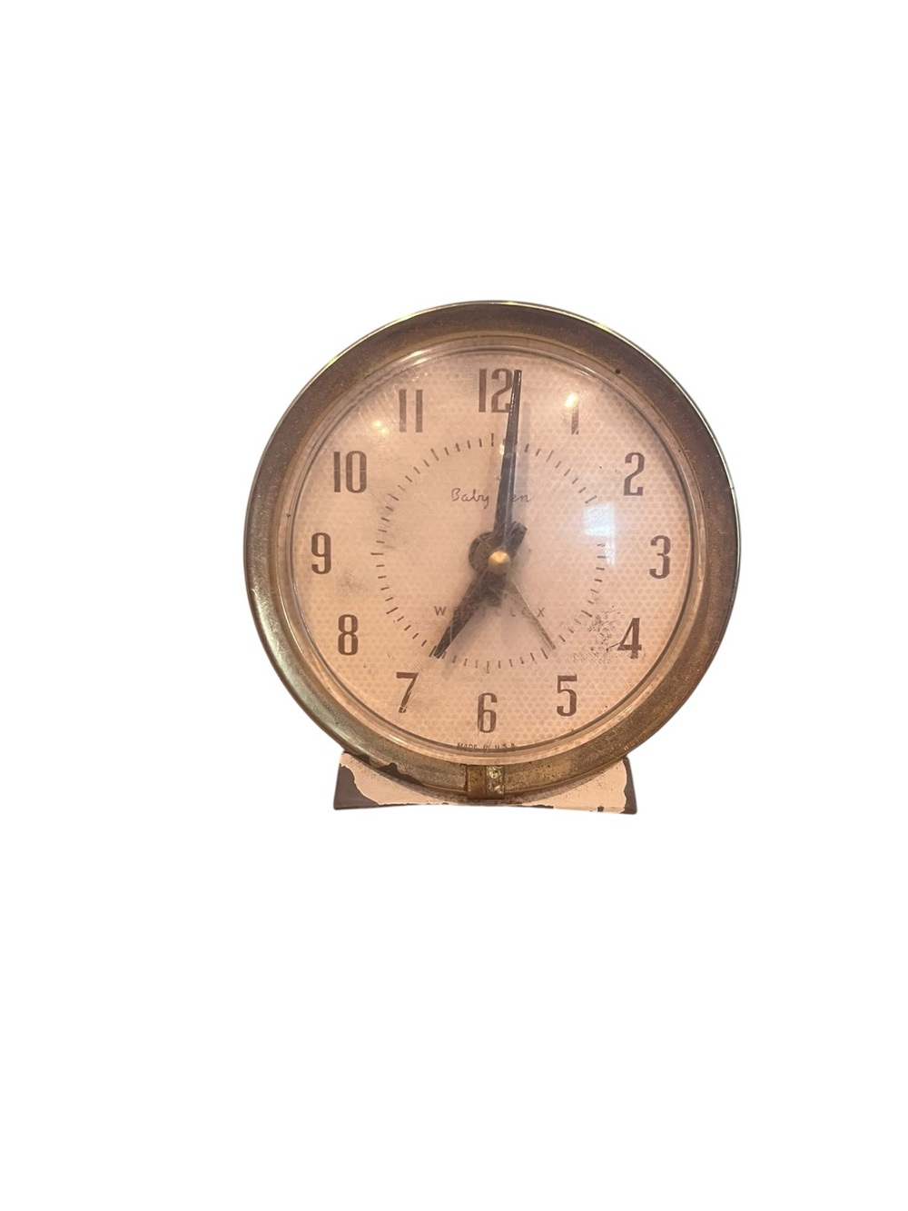 Vintage Westclox Baby Ben Alarm Clock Classic White Face Gold-Tone Trim Retro